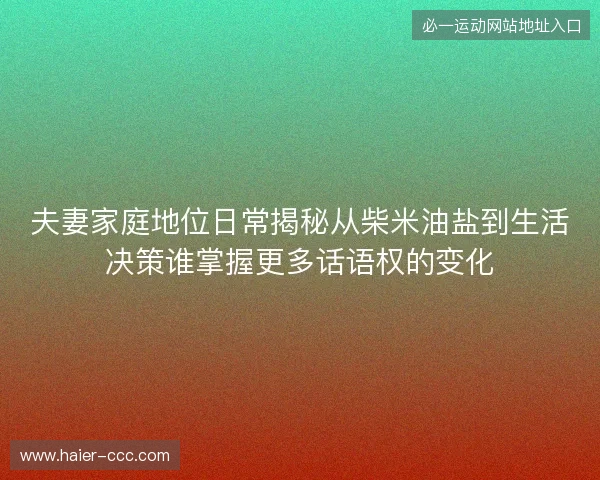 夫妻家庭地位日常揭秘从柴米油盐到生活决策谁掌握更多话语权的变化